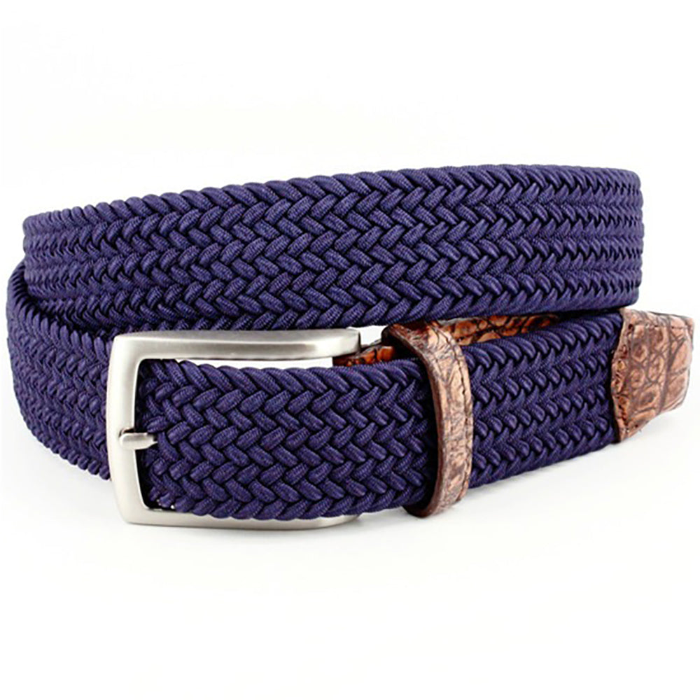 Torino Leather Italian Rayon Stretch Fabric/Genuine Caiman Belt Purple