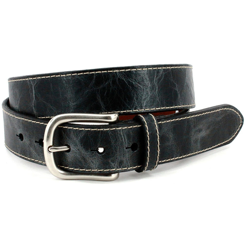 Torino Leather Italian Shrunken Calfskin Belt Charcoal