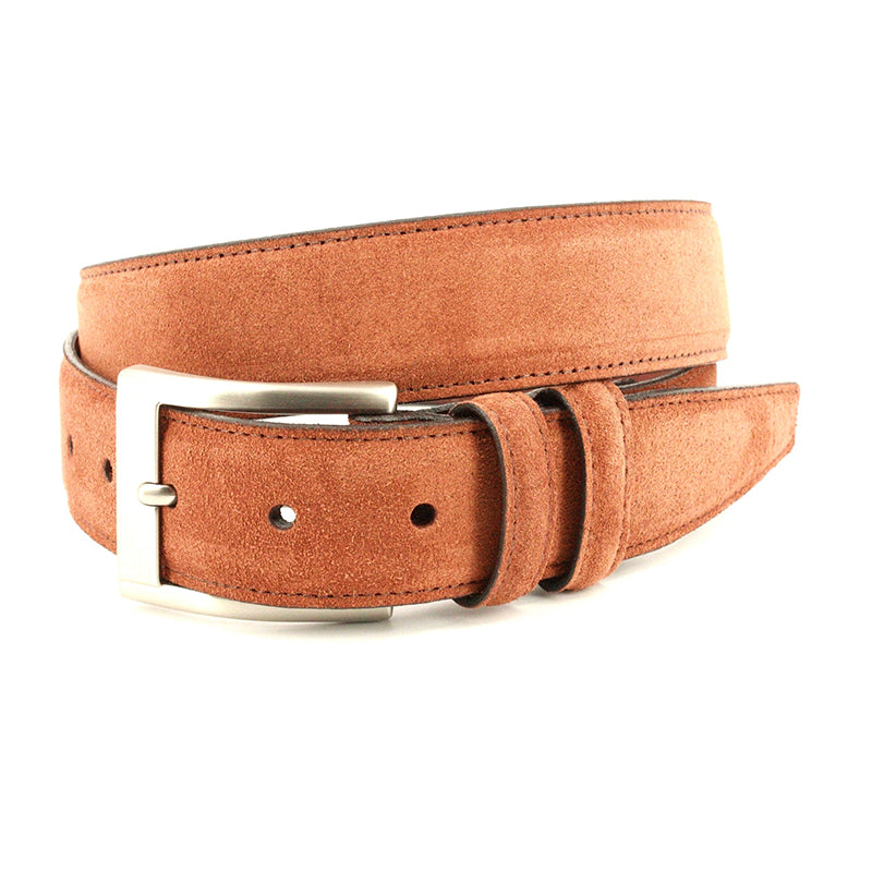 Torino Leather Italian Suede Calfskin Belt Walnut