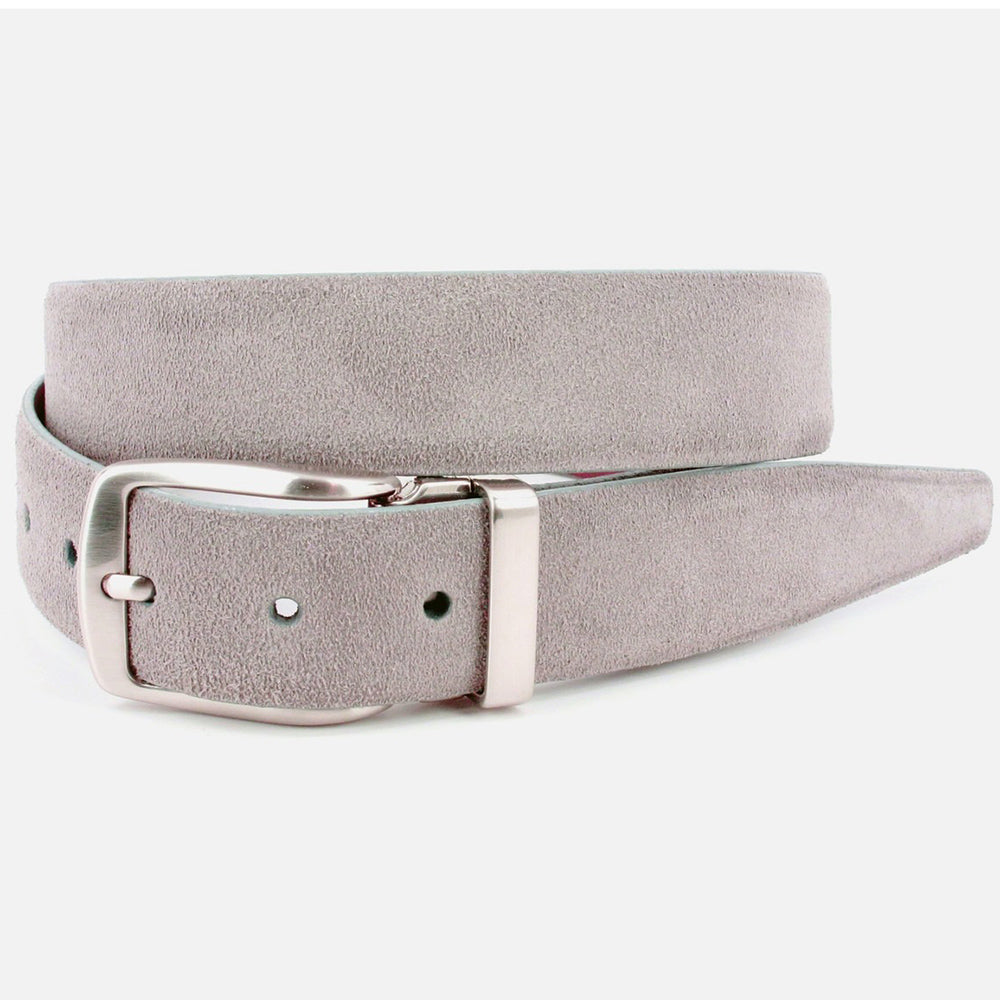 Torino Leather Italian Suede Calfskin Dress Casual Belt Grey