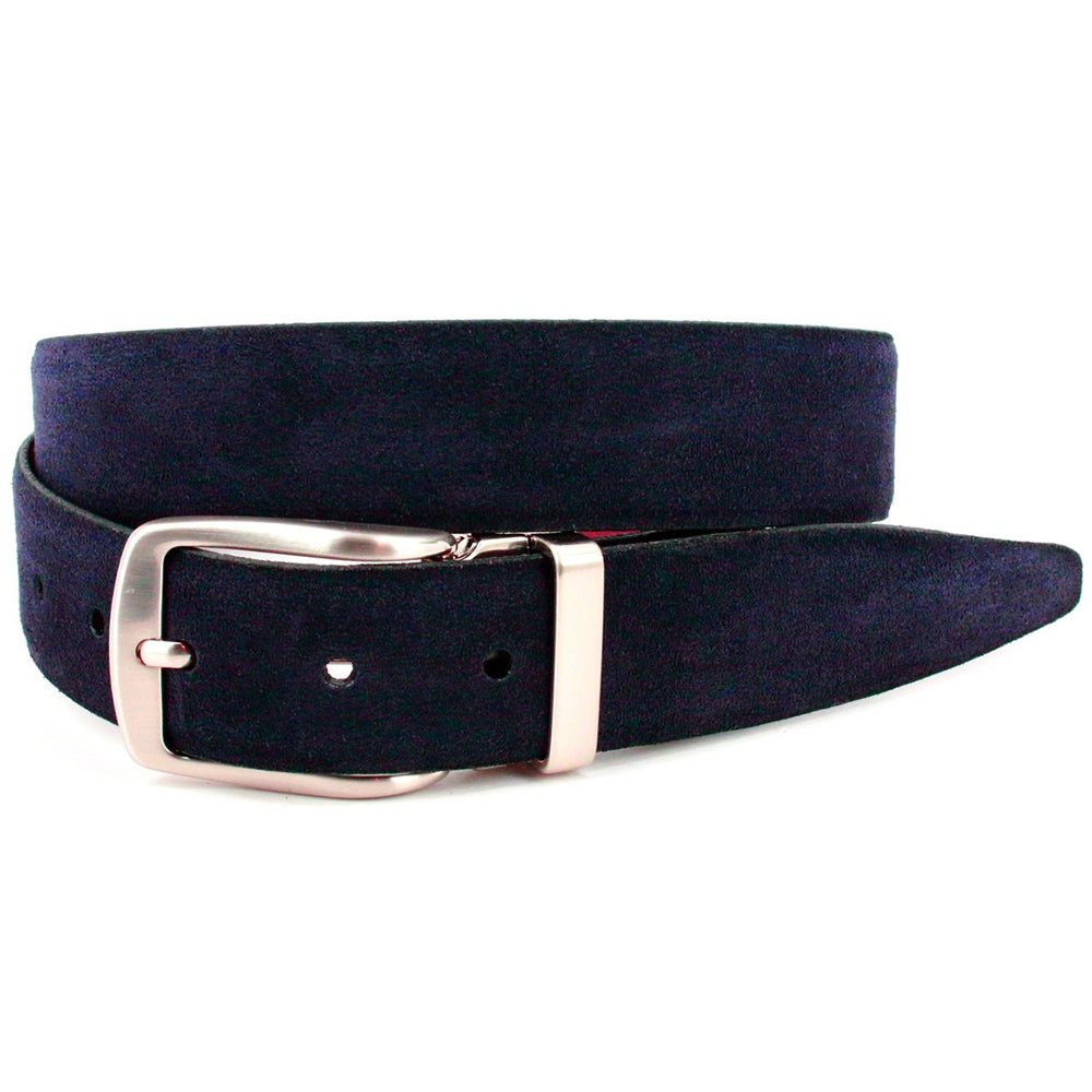 Torino Leather Italian Suede Calfskin Dress Casual Belt Navy