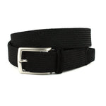 Torino Leather Italian Tubular Woven Rayon Elastic Belt Black