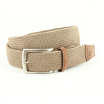 Torino Leather Italian Tubular Woven Rayon Elastic Belt Khaki