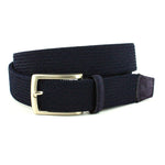 Torino Leather Italian Tubular Woven Rayon Elastic Belt Navy