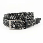 Torino Leather Italian "Twist" Woven Leather & Cotton With Genuine Caiman Tabs Belt Black