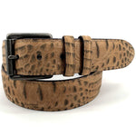 Torino Leather Italian Waxy Crocodile Embossed Calfskin Casual Belt Saddle Tan