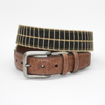 Torino Leather Italian Woven Cork Waxed Cotton Belt Black / Camel