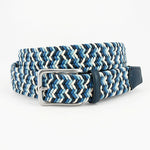 Torino Leather Italian Woven Cotton Belt Navy / Blue / Cream