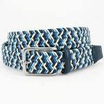 Torino Leather Italian Woven Cotton Belt Navy / Blue / Cream