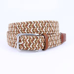 Torino Leather Italian Woven Cotton Belt Tan / Brown / Cream