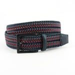 Torino Leather Italian Woven Cotton Leather Belt Navy Burgundy