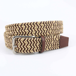 Torino Leather Italian Cotton & Woven Leather Belt Camel / Cognac