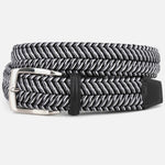 Torino Leather Italian Woven Herringbone Rayon Stretch Belt Black / Grey Multi