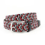 Torino Leather Italian Woven Leather & Rayon Belt Black / Grey / Red