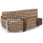 Torino Leather Italian Woven Leather & Rayon Casual Belt Taupe