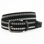 Torino Leather Italian Woven Rayon Stretch Belt Black Grey