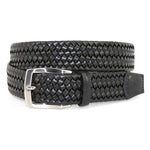Torino Leather Italian Woven Stretch Leather Belt Black