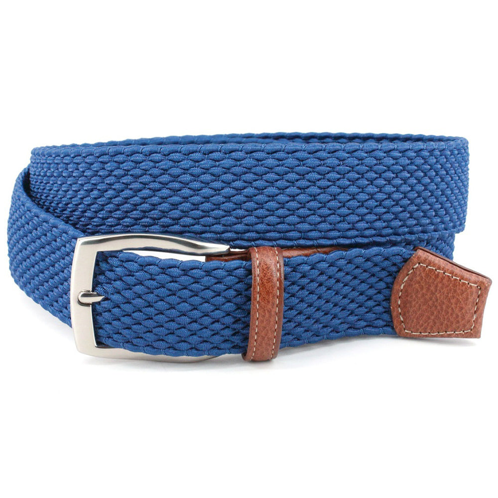 Torino Leather Italian Woven Stretch Nylon Casual Belt Royal Blue