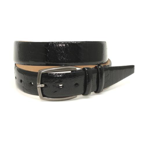 Torino Leather Genuine Ostrich Leg Belt Black