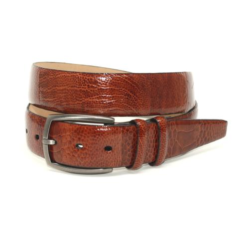 Torino Leather Genuine Ostrich Leg Belt Cognac