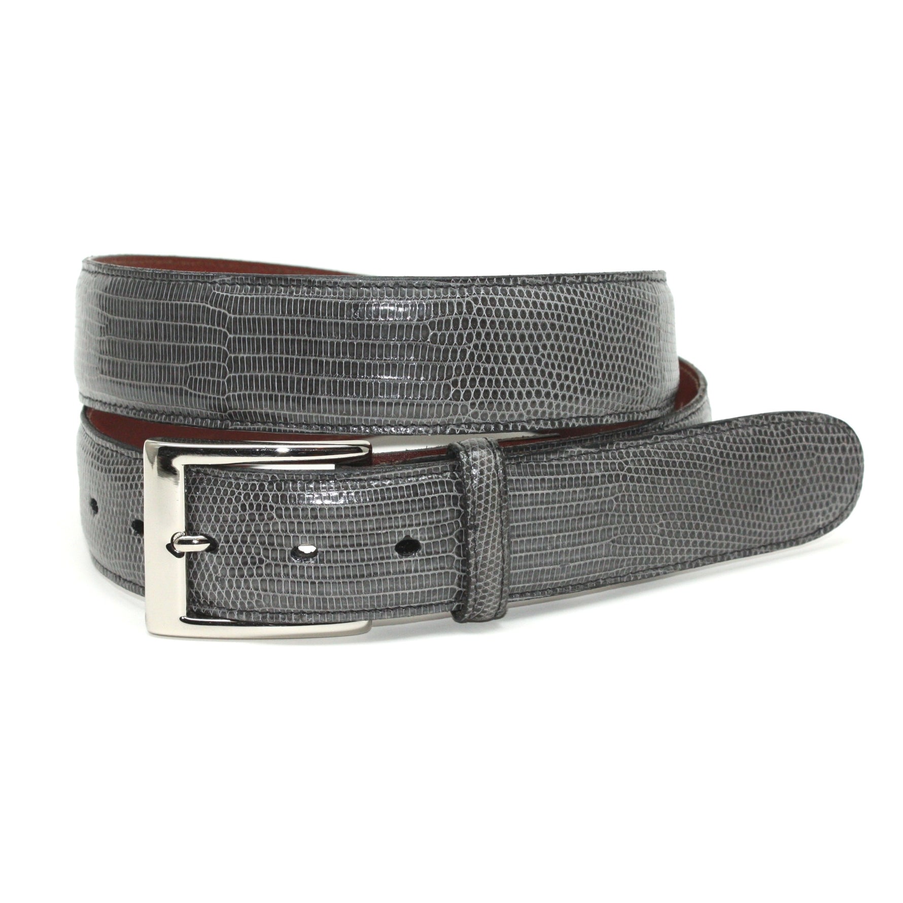 Torino Leather Lizard Belt Grey