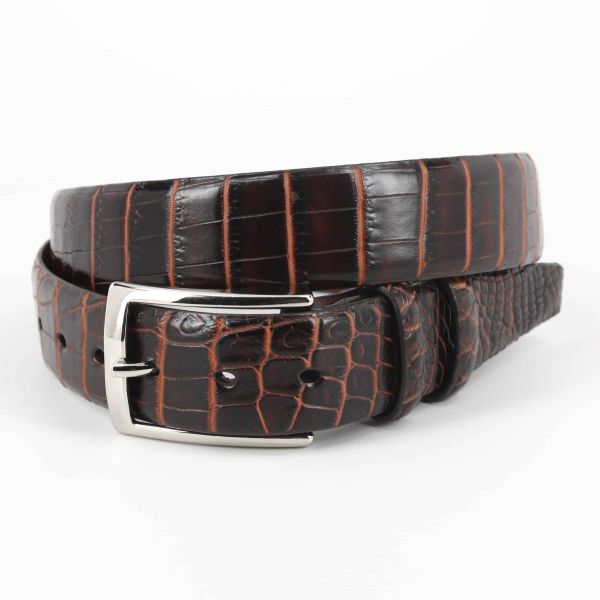 Torino Leather Nile Crocodile Belt Brown / Cognac