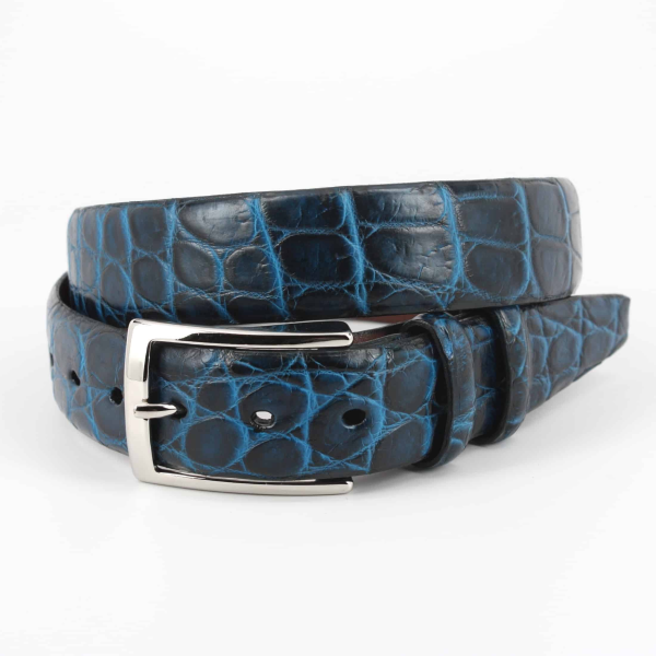 Torino Leather Nile Crocodile Belt Navy / Blue
