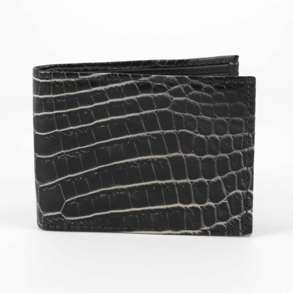 Torino Leather Nile Crocodile Billfold Wallet Black / White