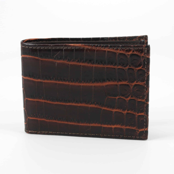 Torino Leather Nile Crocodile Billfold Wallet Brown / Cognac