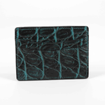 Torino Leather Nile Crocodile Card Case Black / Turquoise