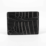 Torino Leather Nile Crocodile Card Case Black / White