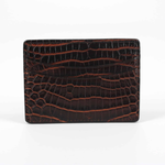 Torino Leather Nile Crocodile Card Case Brown  / Cognac