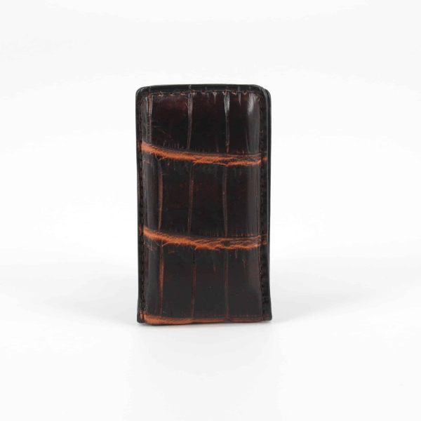Torino Leather Nile Crocodile Money Clip Brown / Cognac