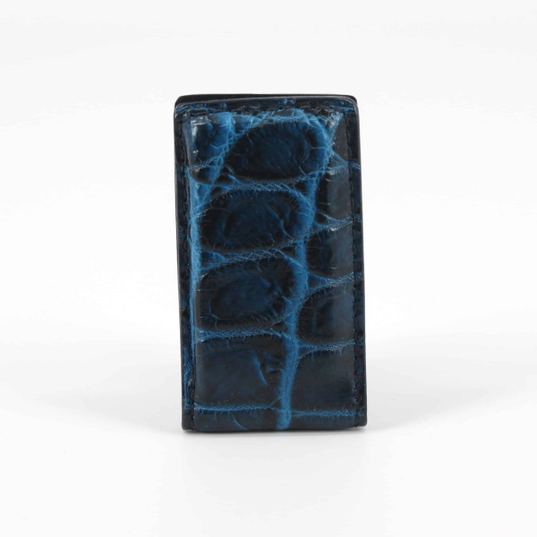 Torino Leather Nile Crocodile Money Clip Navy / Blue
