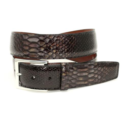 Torino Leather Python Embossed Calf Belt Black