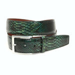 Torino Leather Python Embossed Calf Belt Green
