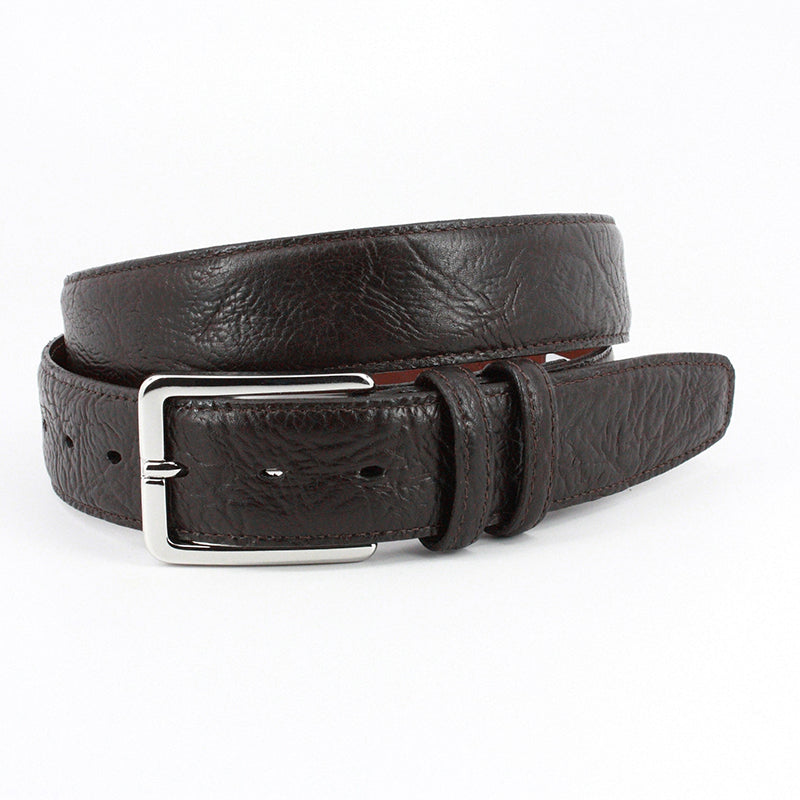 Torino Leather Shrunken Bull Shoulder Leather Belt Brown