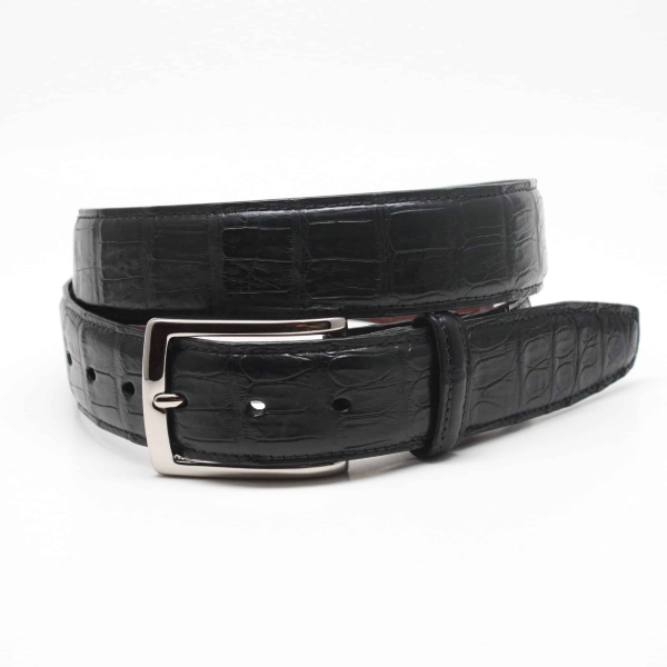 Torino Leather South American Caiman Belt Black
