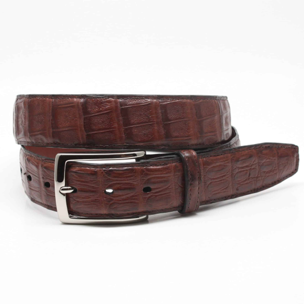 Torino Leather South American Caiman Belt Cognac