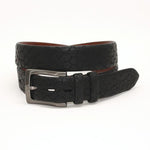 Torino Leather Stone Etched Calfskin Belt Black