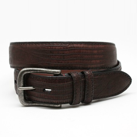 Torino Leather Tejus Lizard Belt Dark Brown
