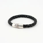 Torino Leather Thick Braided Leather Bacchus Bracelet Black