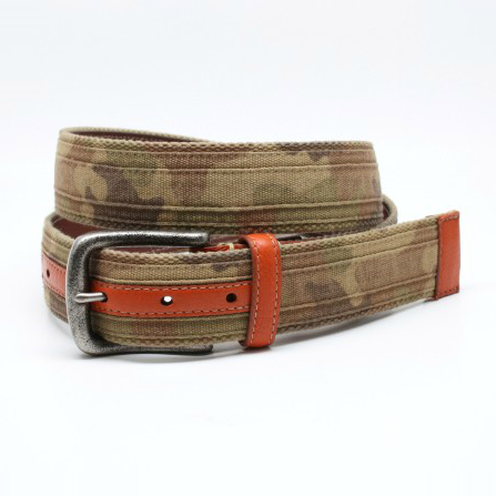 Torino Leather Tri Layer Camoflague Belt Desert