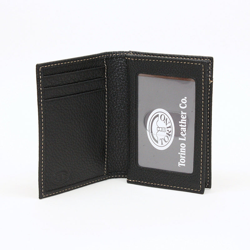 Torino Leather Tumbled Glove Leather Gusseted Card Case Black