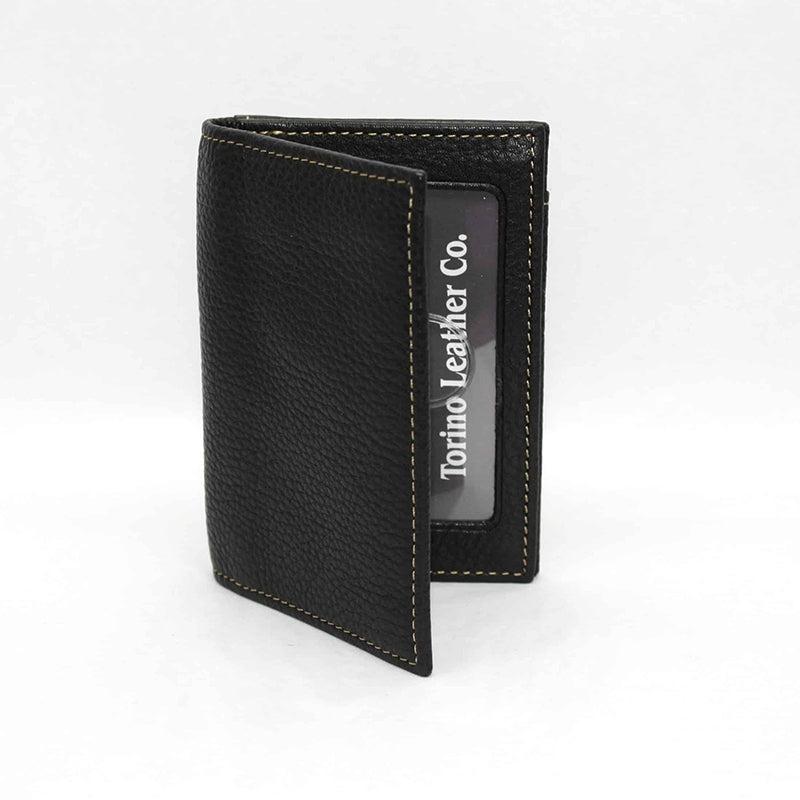 Torino Leather Tumbled Glove Leather Gusseted Card Case Black