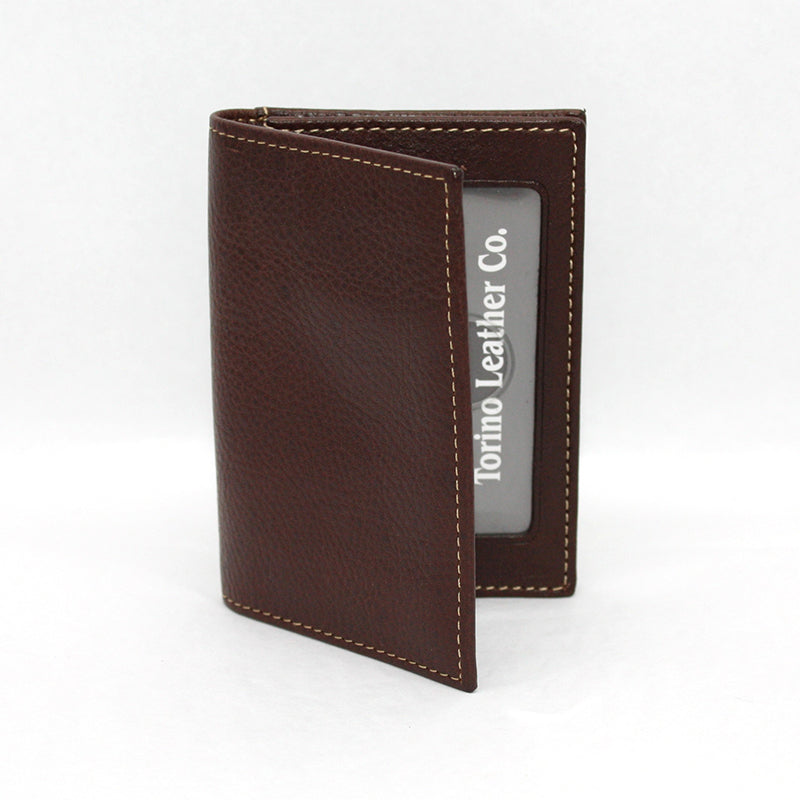 Torino Leather Tumbled Glove Leather Gusseted Card Case Brown