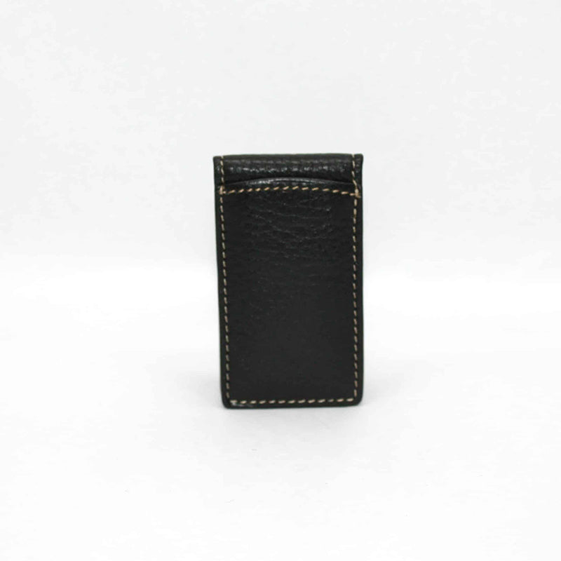 Torino Leather Tumbled Glove Leather Magnetic Money Clip Black