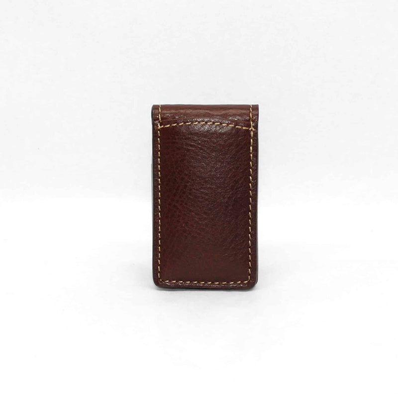 Torino Leather Tumbled Glove Leather Magnetic Money Clip Brown