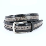 Torino Leather Two-tone South American Caiman Belt Black / Grey