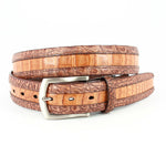 Torino Leather Two-tone South American Caiman Belt Pecan / Saddle